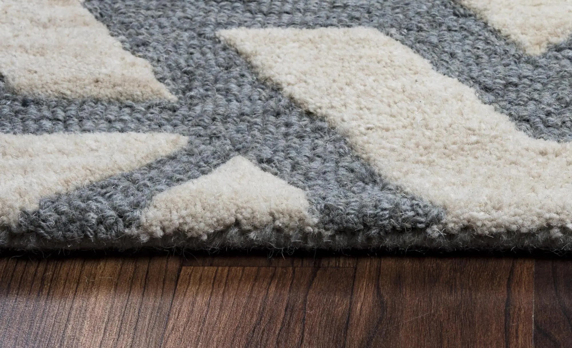 8' X 10' Off White And Gray Wool Geometric Hand Tufted Area Rug Homeroots Home Decor