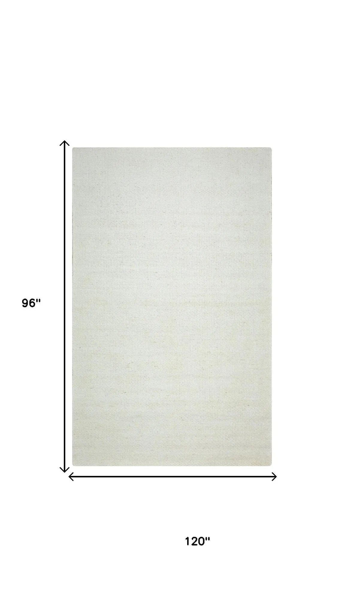 8' X 10' Off White And Ivory Wool Hand Woven Area Rug Homeroots Home Decor