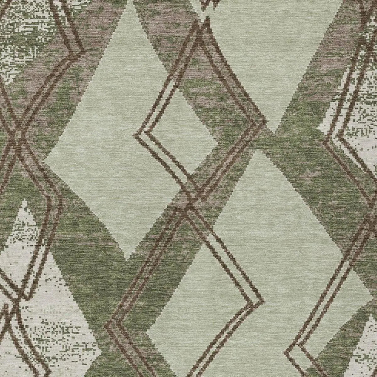 8' X 10' Olive Green And Beige Geometric Washable Indoor Outdoor Area Rug Homeroots Outdoor