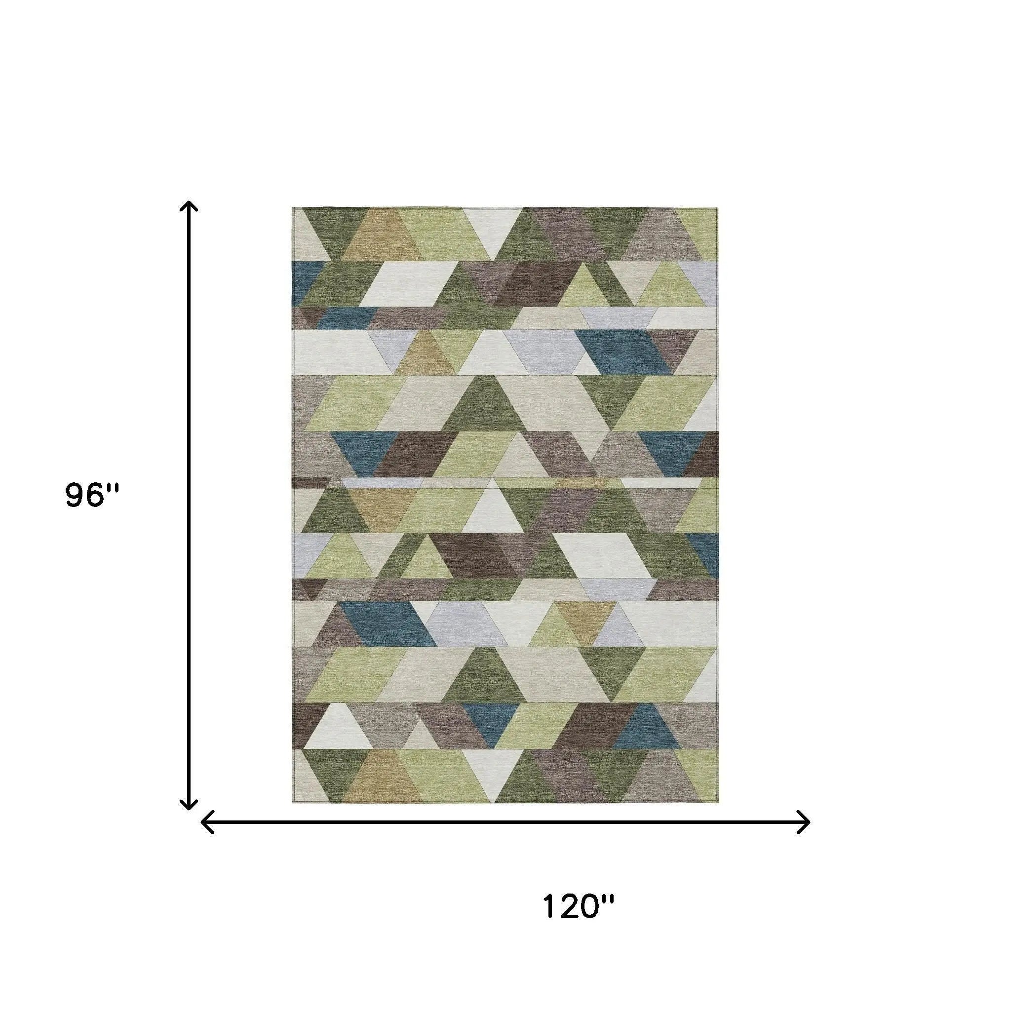 8' X 10' Olive Green And Beige Geometric Washable Indoor Outdoor Area Rug Homeroots Outdoor