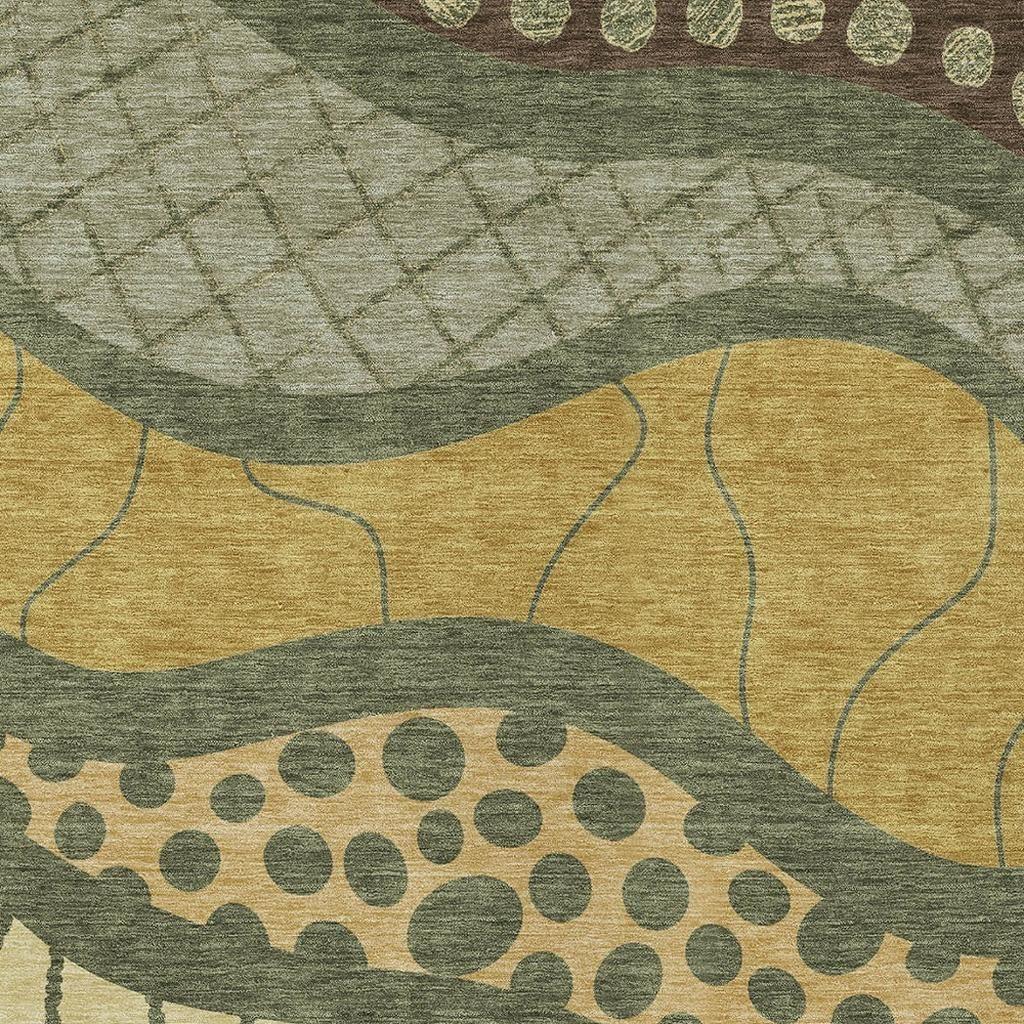 8' X 10' Olive Green And Blue Abstract Washable Indoor Outdoor Area Rug Homeroots Outdoor