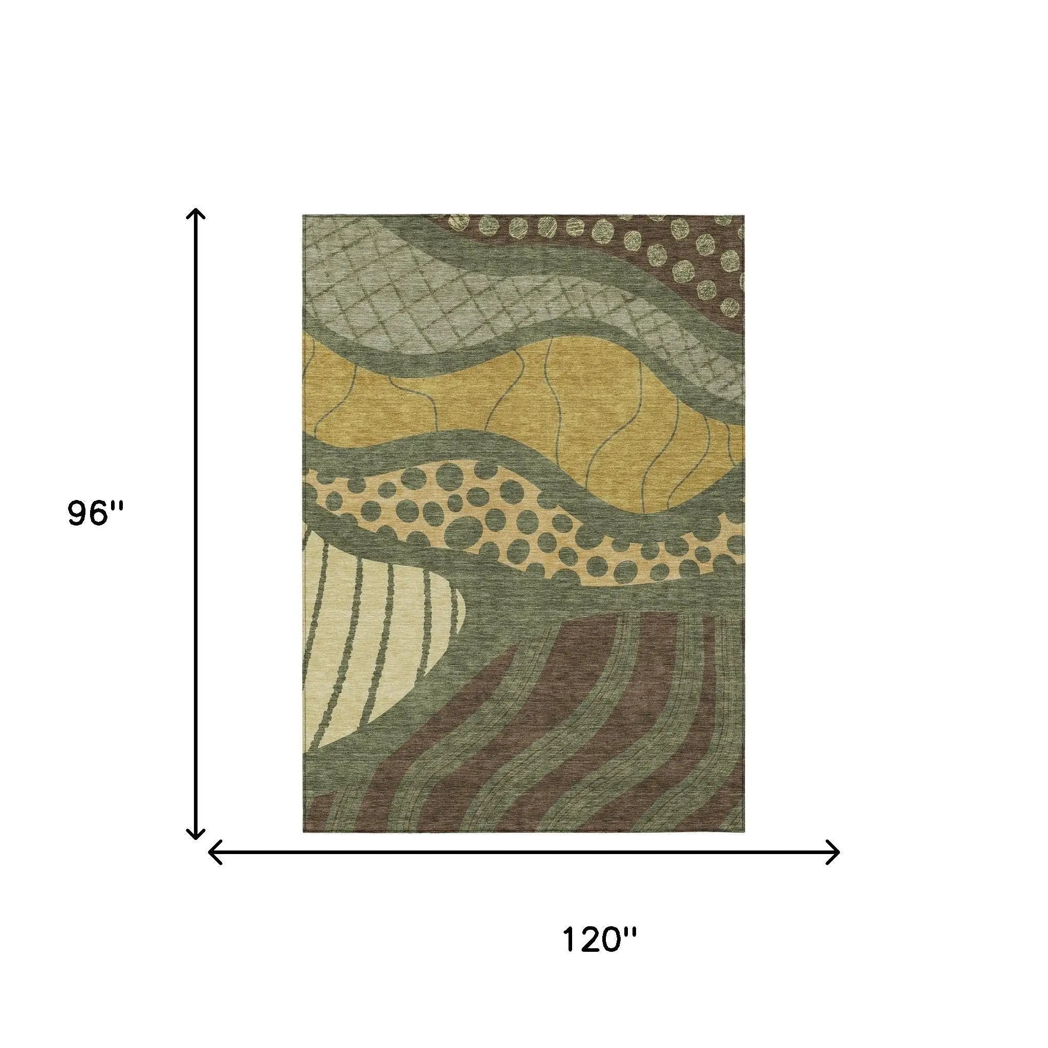 8' X 10' Olive Green And Blue Abstract Washable Indoor Outdoor Area Rug Homeroots Outdoor
