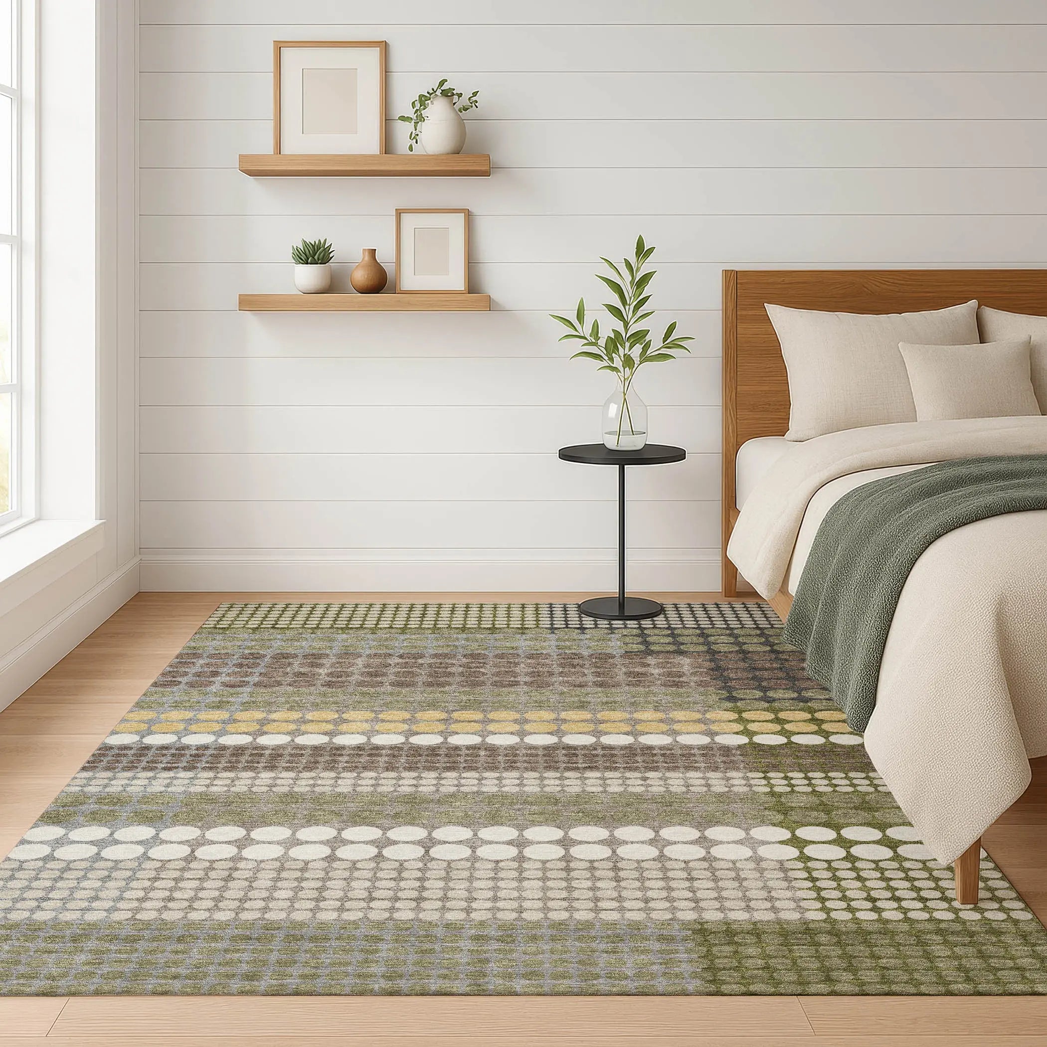 8' X 10' Olive Green And Brown Geometric Washable Indoor Outdoor Area Rug Homeroots Outdoor