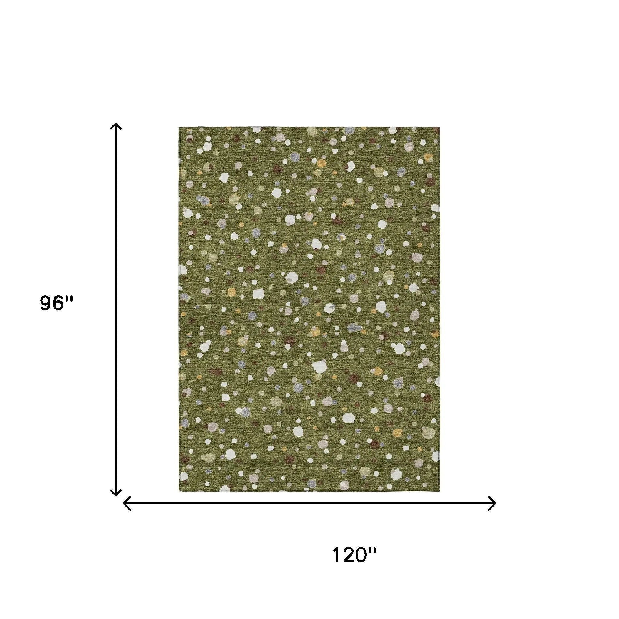 8' X 10' Olive Green And Brown Geometric Washable Indoor Outdoor Area Rug Homeroots Outdoor