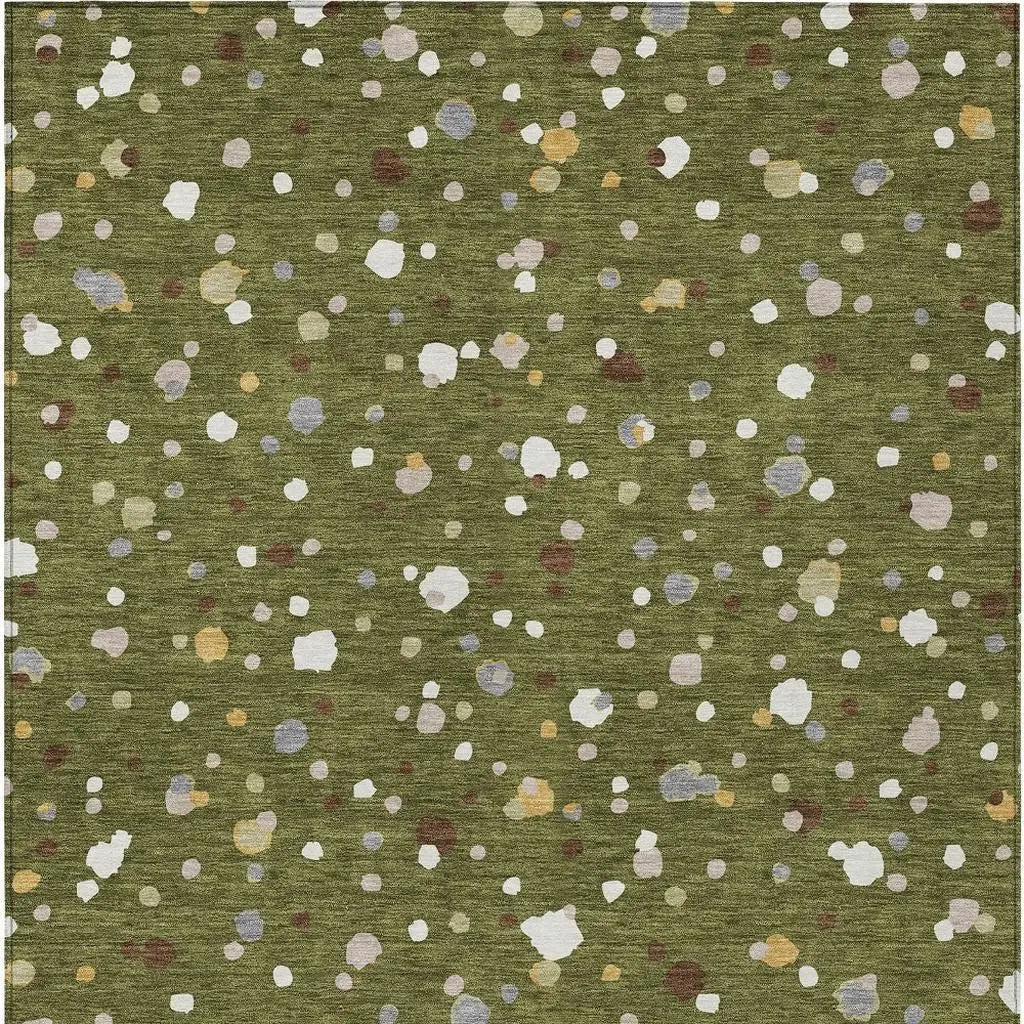 8' X 10' Olive Green And Brown Geometric Washable Indoor Outdoor Area Rug Homeroots Outdoor