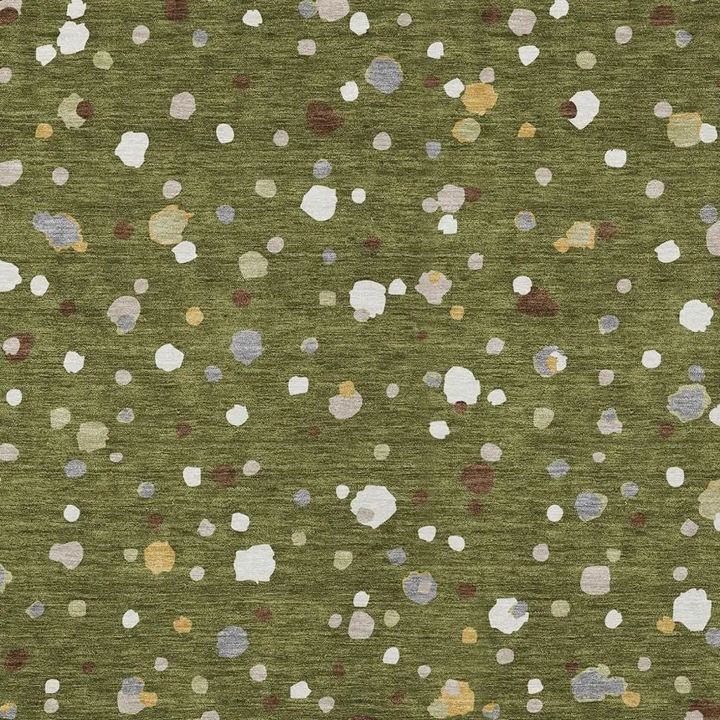 8' X 10' Olive Green And Brown Geometric Washable Indoor Outdoor Area Rug Homeroots Outdoor