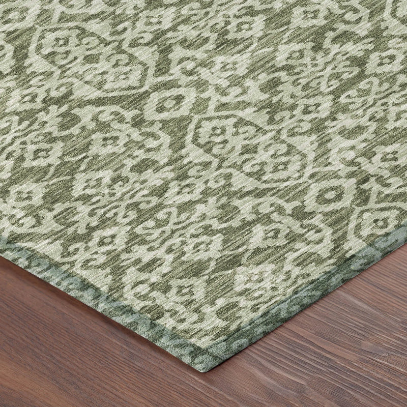 8' X 10' Olive Green And Brown Oriental Washable Indoor Outdoor Area Rug Homeroots Outdoor
