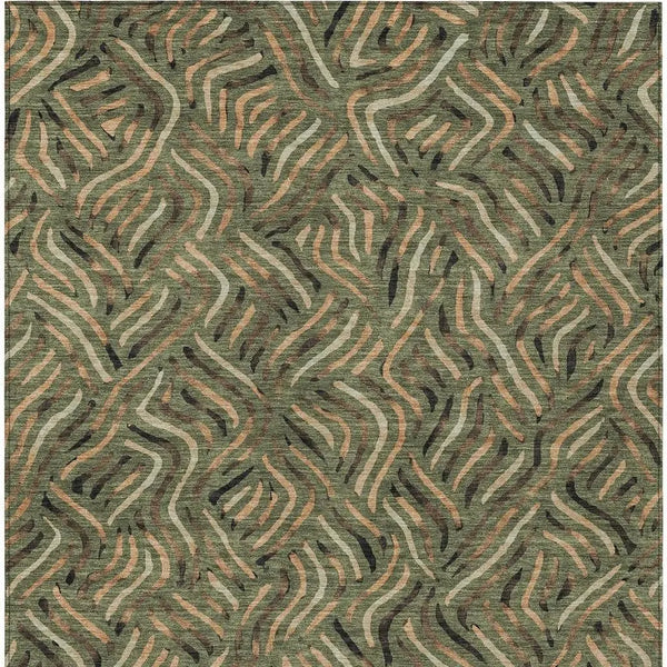 8' X 10' Olive Green And Copper Abstract Washable Indoor Outdoor Area Rug Homeroots Outdoor
