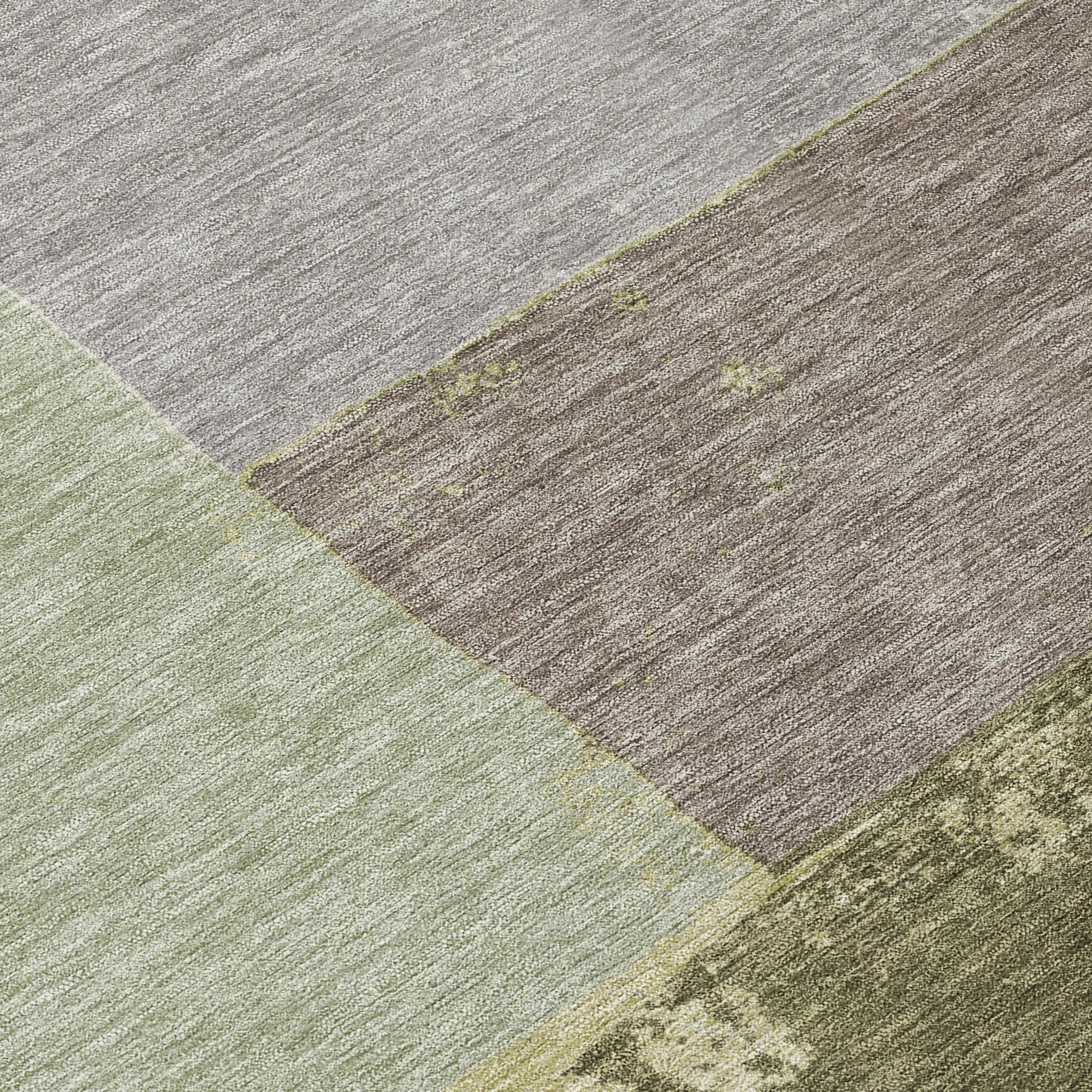 8' X 10' Olive Green And Fern Green Geometric Washable Indoor Outdoor Area Rug Homeroots Outdoor