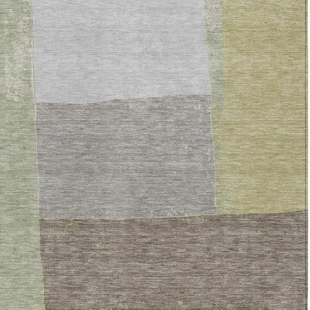 8' X 10' Olive Green And Fern Green Geometric Washable Indoor Outdoor Area Rug Homeroots Outdoor