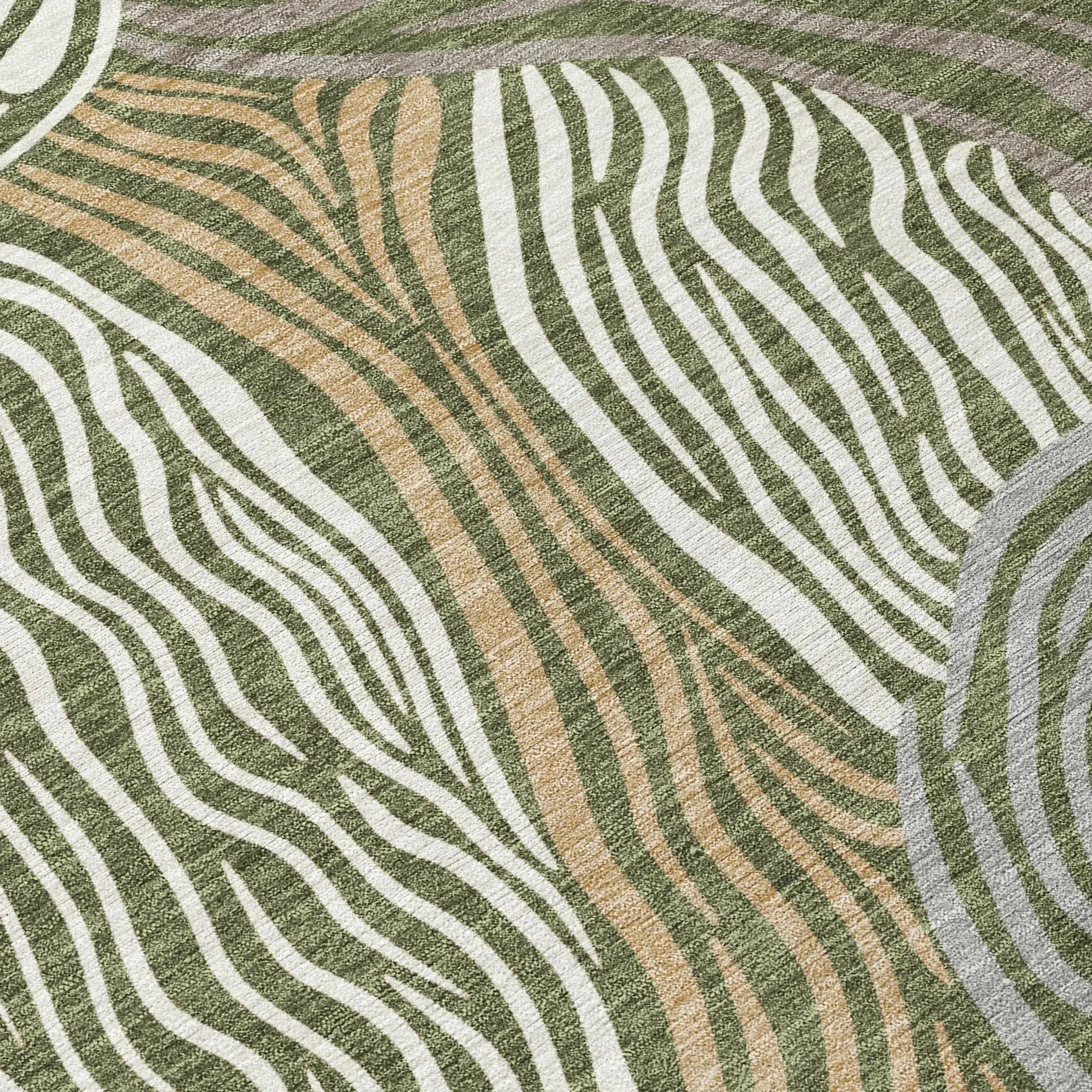 8' X 10' Olive Green And Gray Ikat Washable Indoor Outdoor Area Rug Homeroots Outdoor