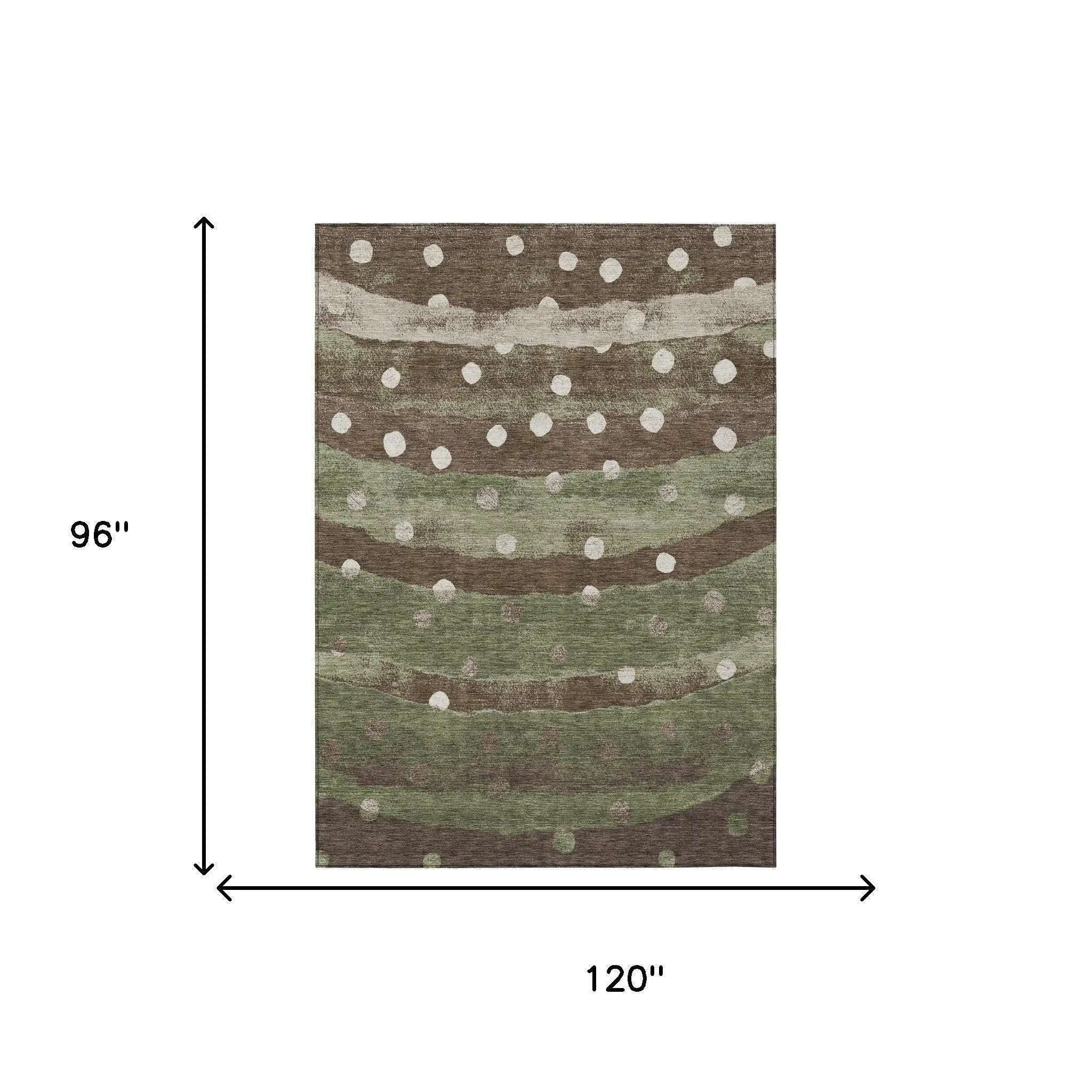 8' X 10' Olive Green And Gray Striped Washable Indoor Outdoor Area Rug Homeroots Outdoor