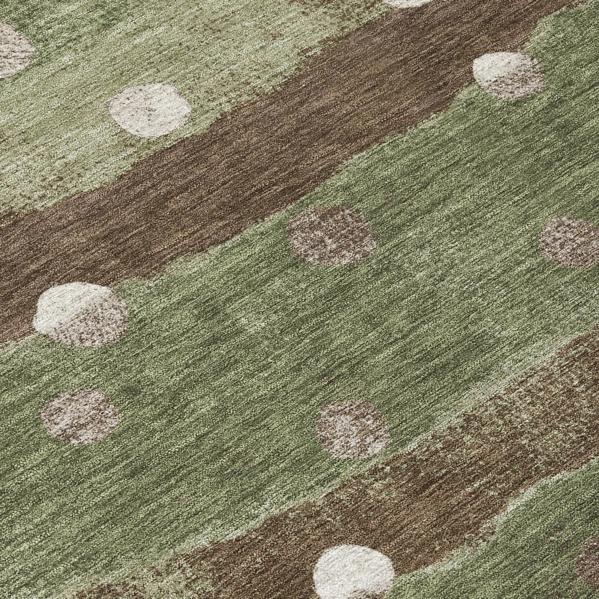8' X 10' Olive Green And Gray Striped Washable Indoor Outdoor Area Rug Homeroots Outdoor