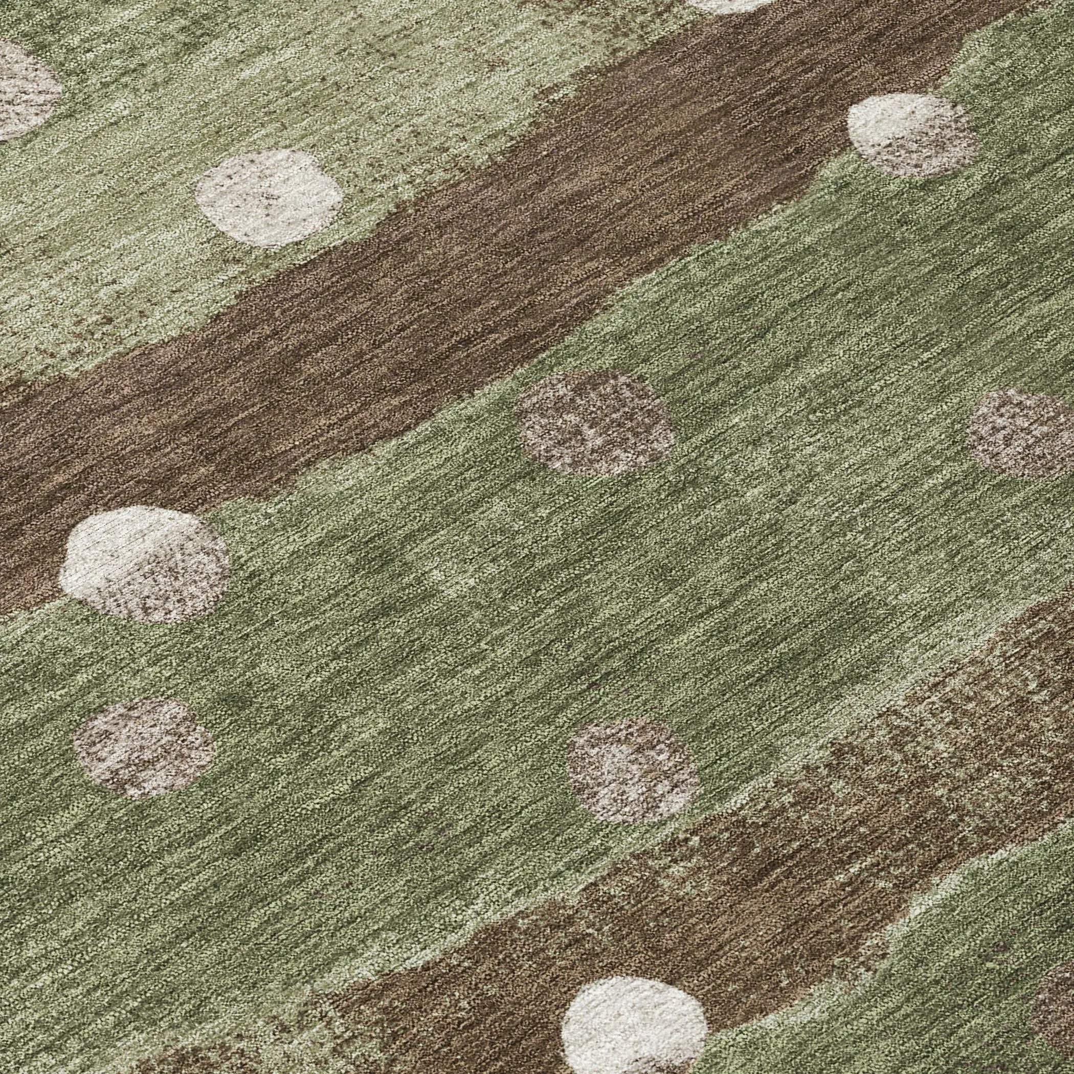 8' X 10' Olive Green And Gray Striped Washable Indoor Outdoor Area Rug Homeroots Outdoor