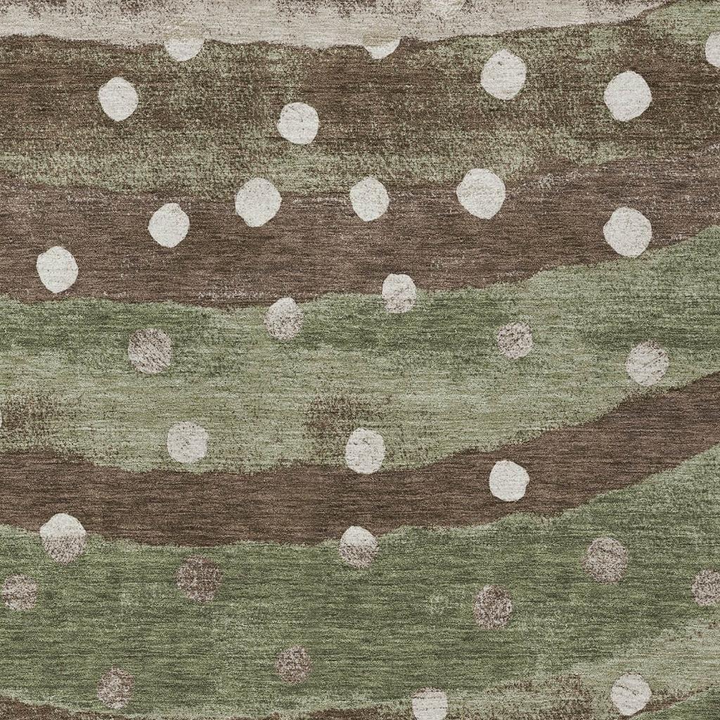 8' X 10' Olive Green And Gray Striped Washable Indoor Outdoor Area Rug Homeroots Outdoor