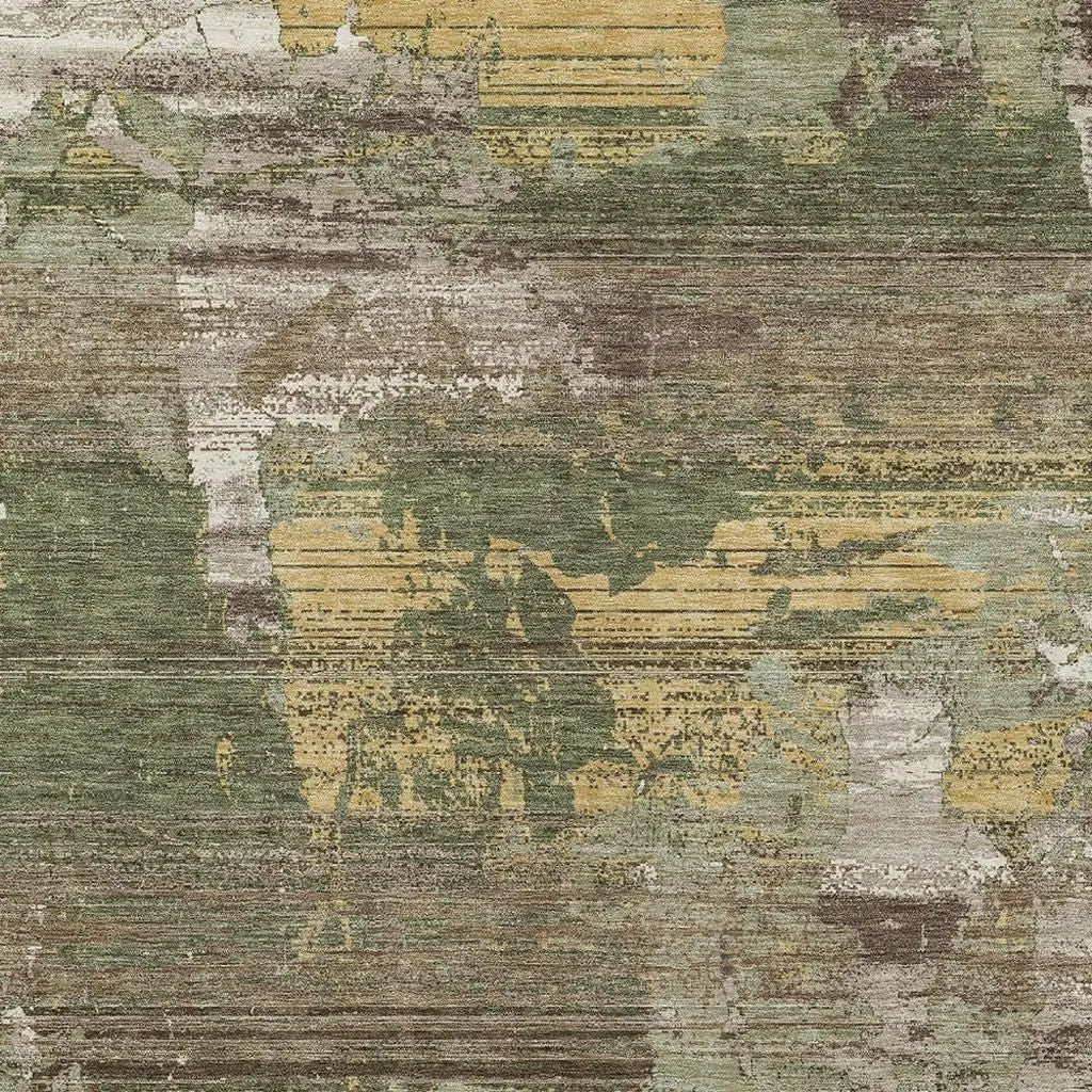 8' X 10' Olive Green And Green Abstract Washable Indoor Outdoor Area Rug Homeroots Outdoor