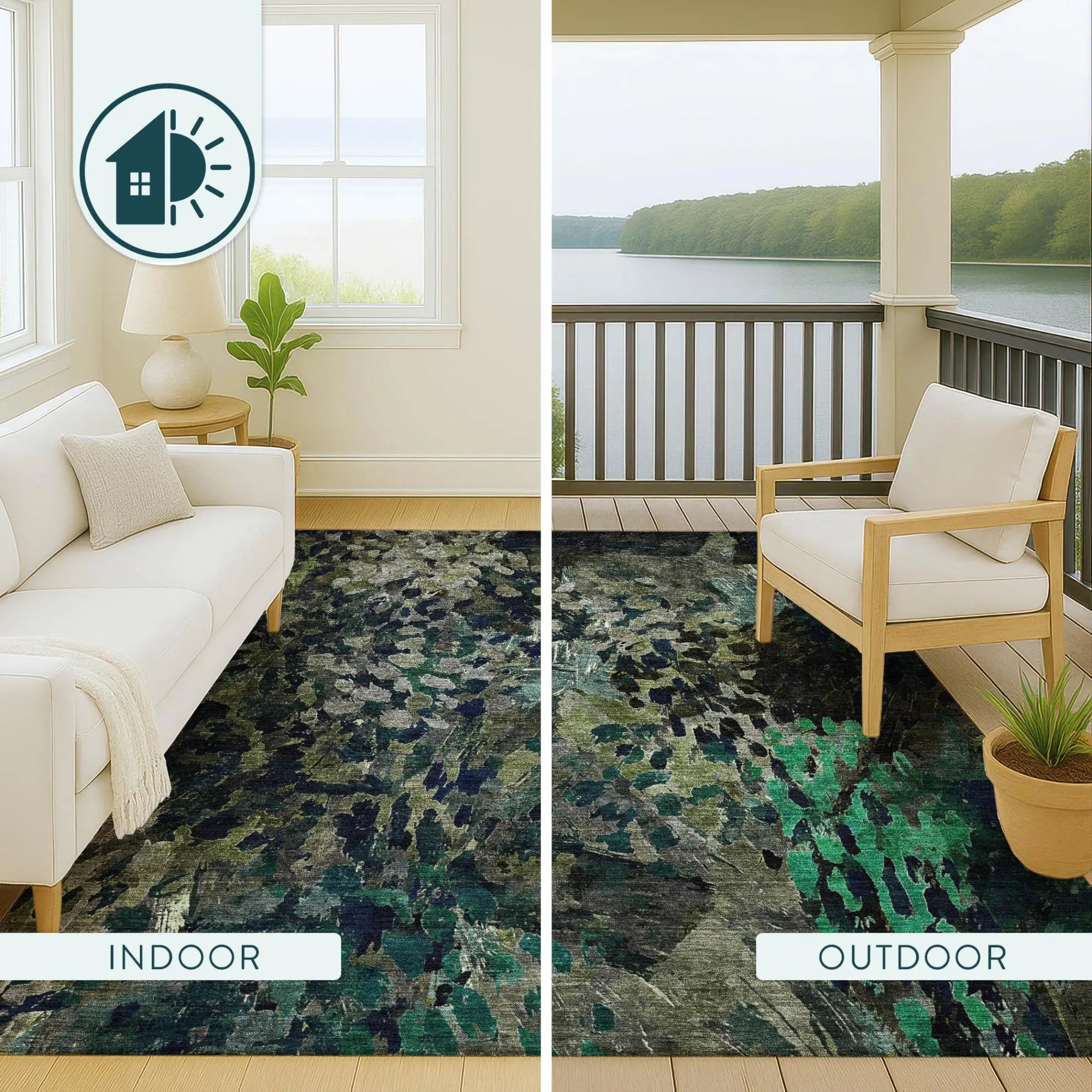 8' X 10' Olive Green And Green Abstract Washable Indoor Outdoor Area Rug Homeroots Outdoor