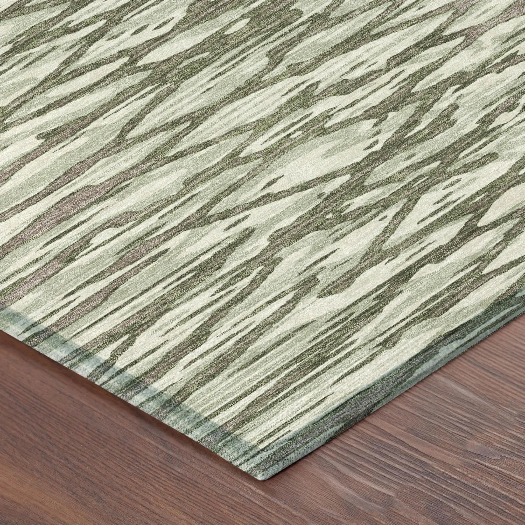 8' X 10' Olive Green And Green Abstract Washable Indoor Outdoor Area Rug Homeroots Outdoor