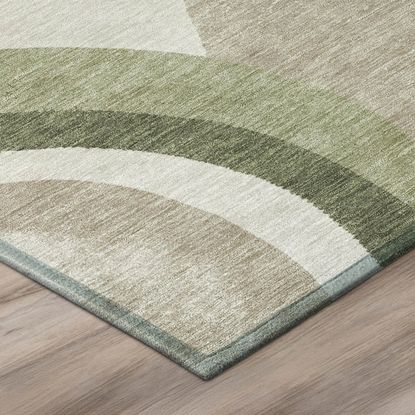 8' X 10' Olive Green And Green Abstract Washable Indoor Outdoor Area Rug Homeroots Outdoor