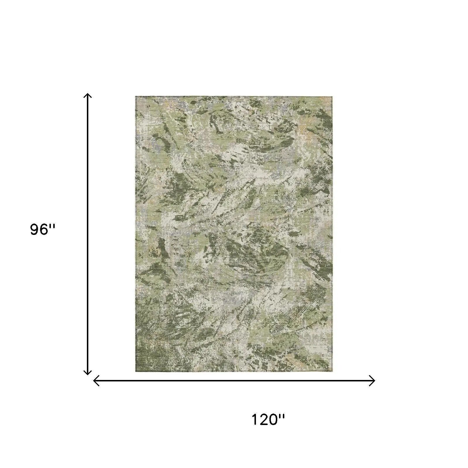 8' X 10' Olive Green And Green Abstract Washable Indoor Outdoor Area Rug Homeroots Outdoor