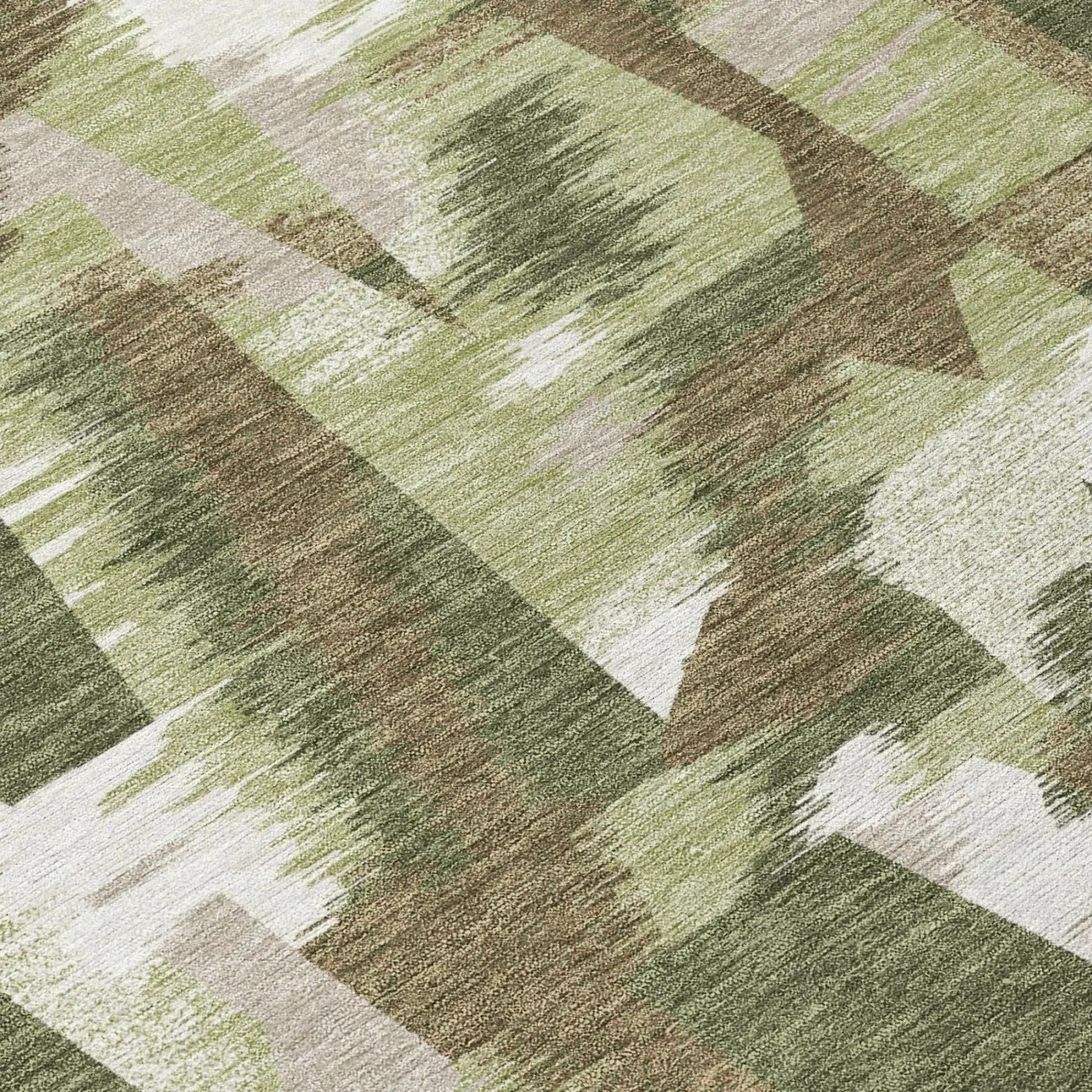 8' X 10' Olive Green And Green Abstract Washable Indoor Outdoor Area Rug Homeroots Outdoor