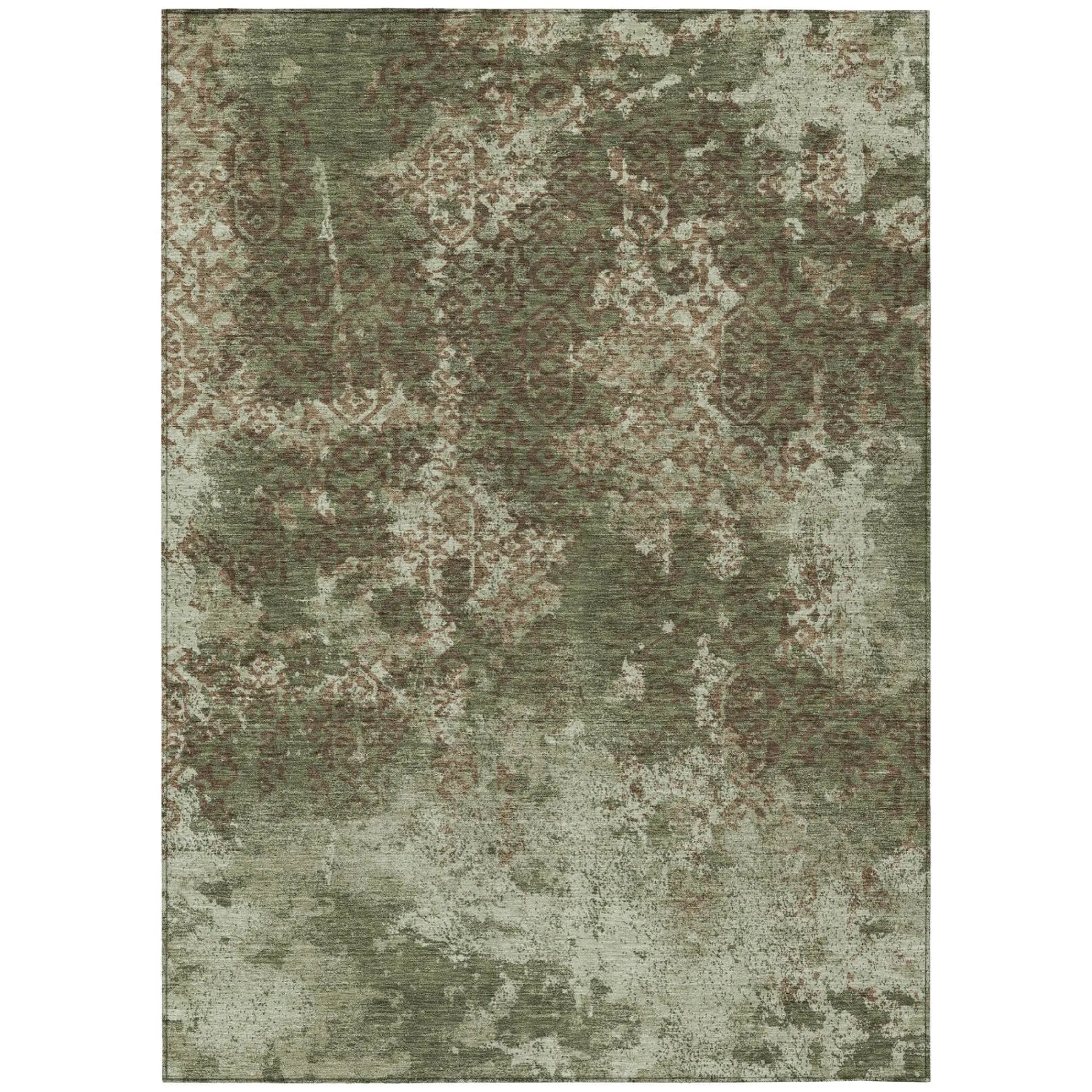 8' X 10' Olive Green And Green Abstract Washable Indoor Outdoor Area Rug Homeroots Outdoor
