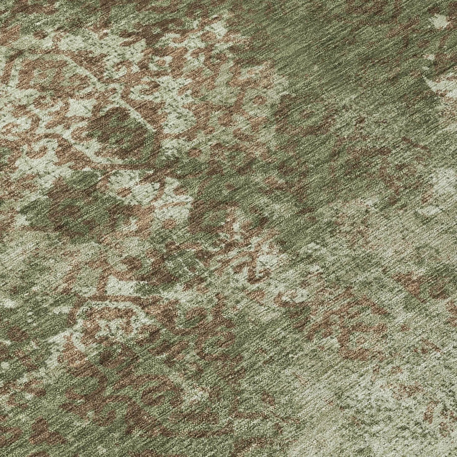 8' X 10' Olive Green And Green Abstract Washable Indoor Outdoor Area Rug Homeroots Outdoor