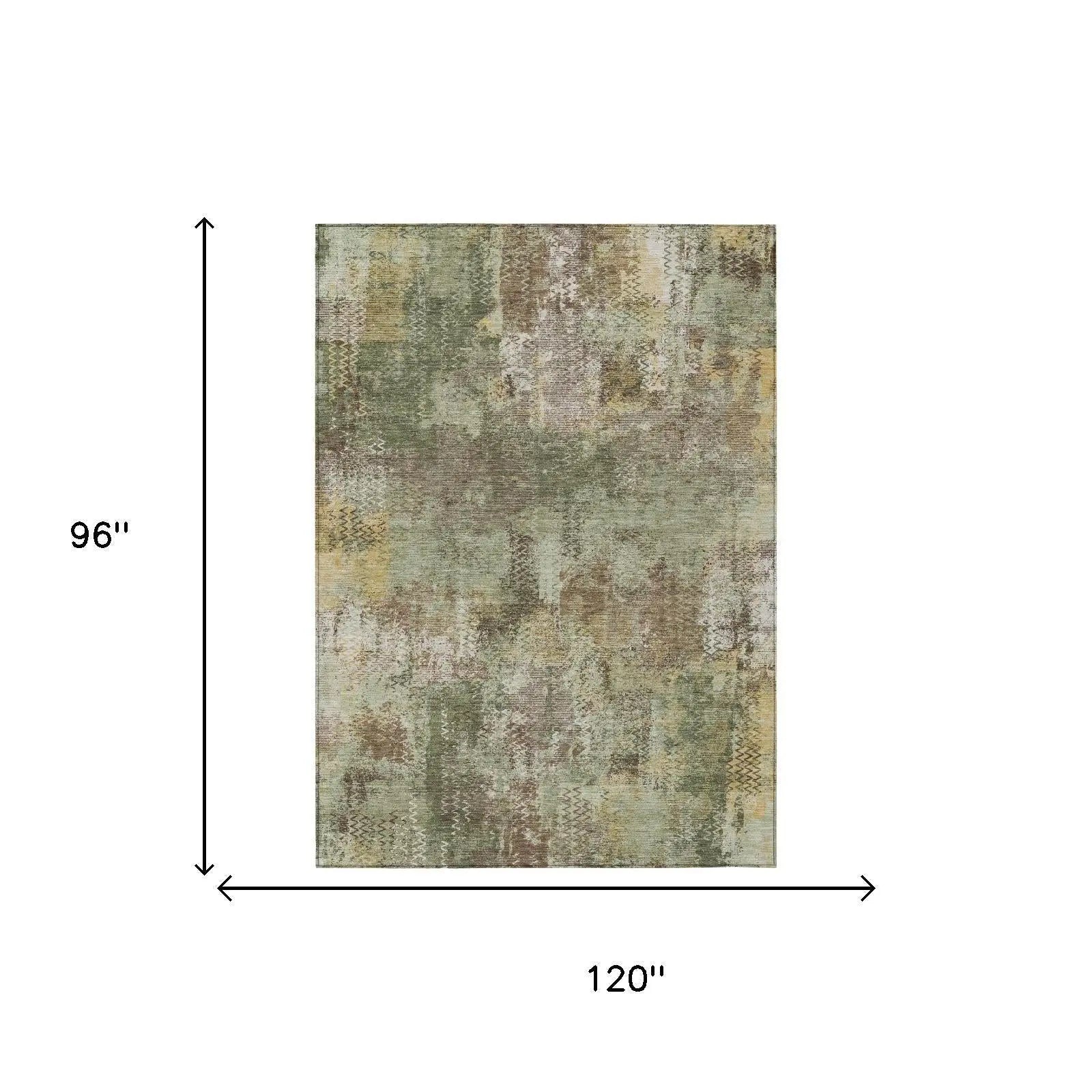 8' X 10' Olive Green And Green Abstract Washable Indoor Outdoor Area Rug Homeroots Outdoor