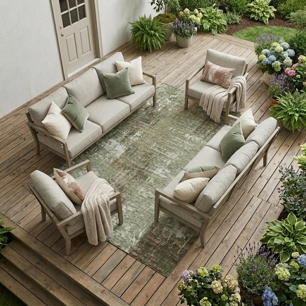 8' X 10' Olive Green And Green Abstract Washable Indoor Outdoor Area Rug Homeroots Outdoor