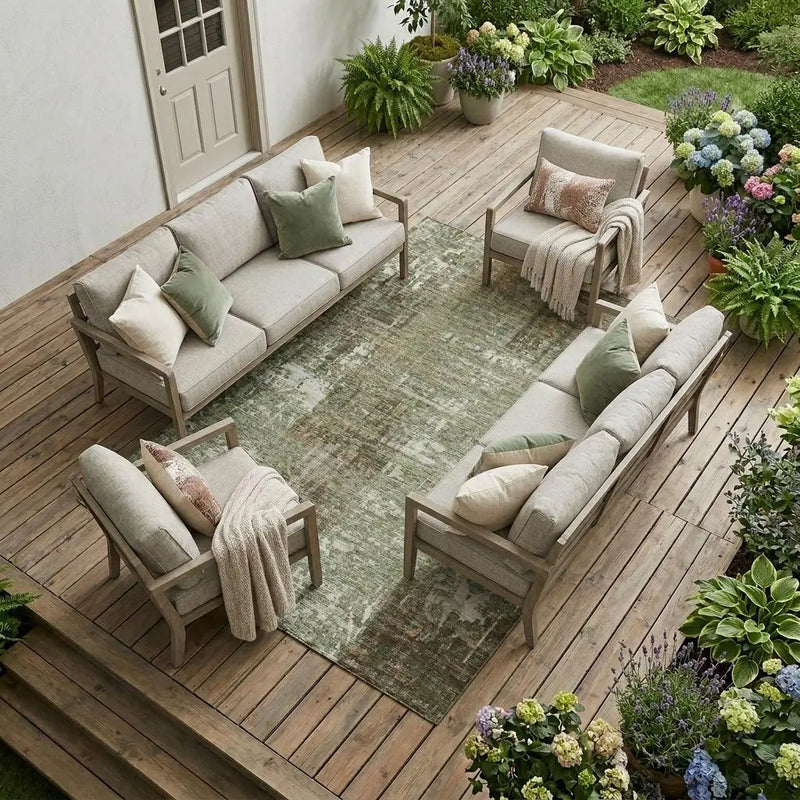 8' X 10' Olive Green And Green Abstract Washable Indoor Outdoor Area Rug Homeroots Outdoor