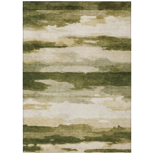 8' X 10' Olive Green And Green Abstract Washable Indoor Outdoor Area Rug Homeroots Outdoor