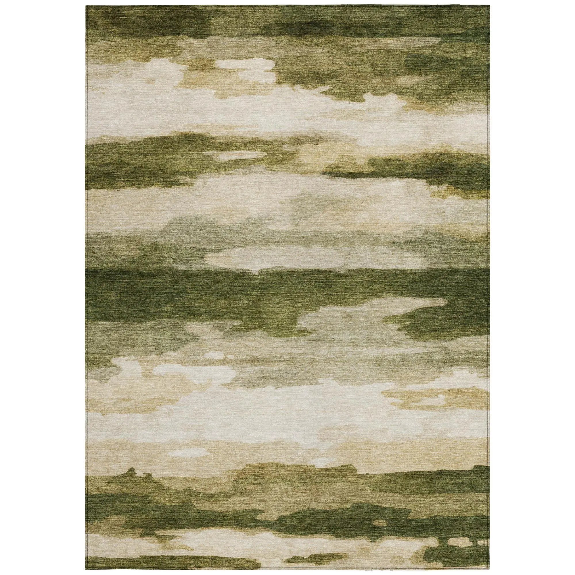 8' X 10' Olive Green And Green Abstract Washable Indoor Outdoor Area Rug Homeroots Outdoor
