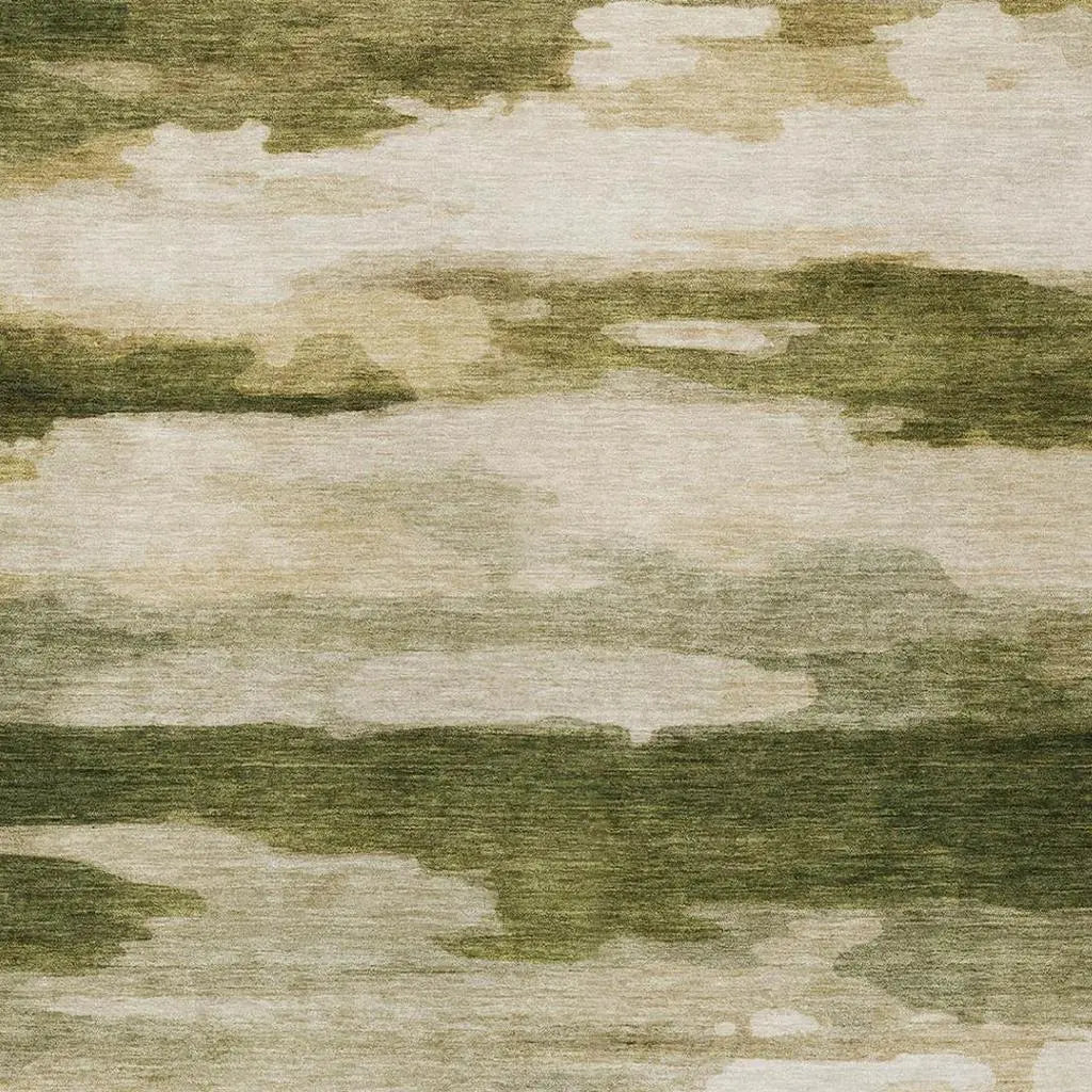8' X 10' Olive Green And Green Abstract Washable Indoor Outdoor Area Rug Homeroots Outdoor