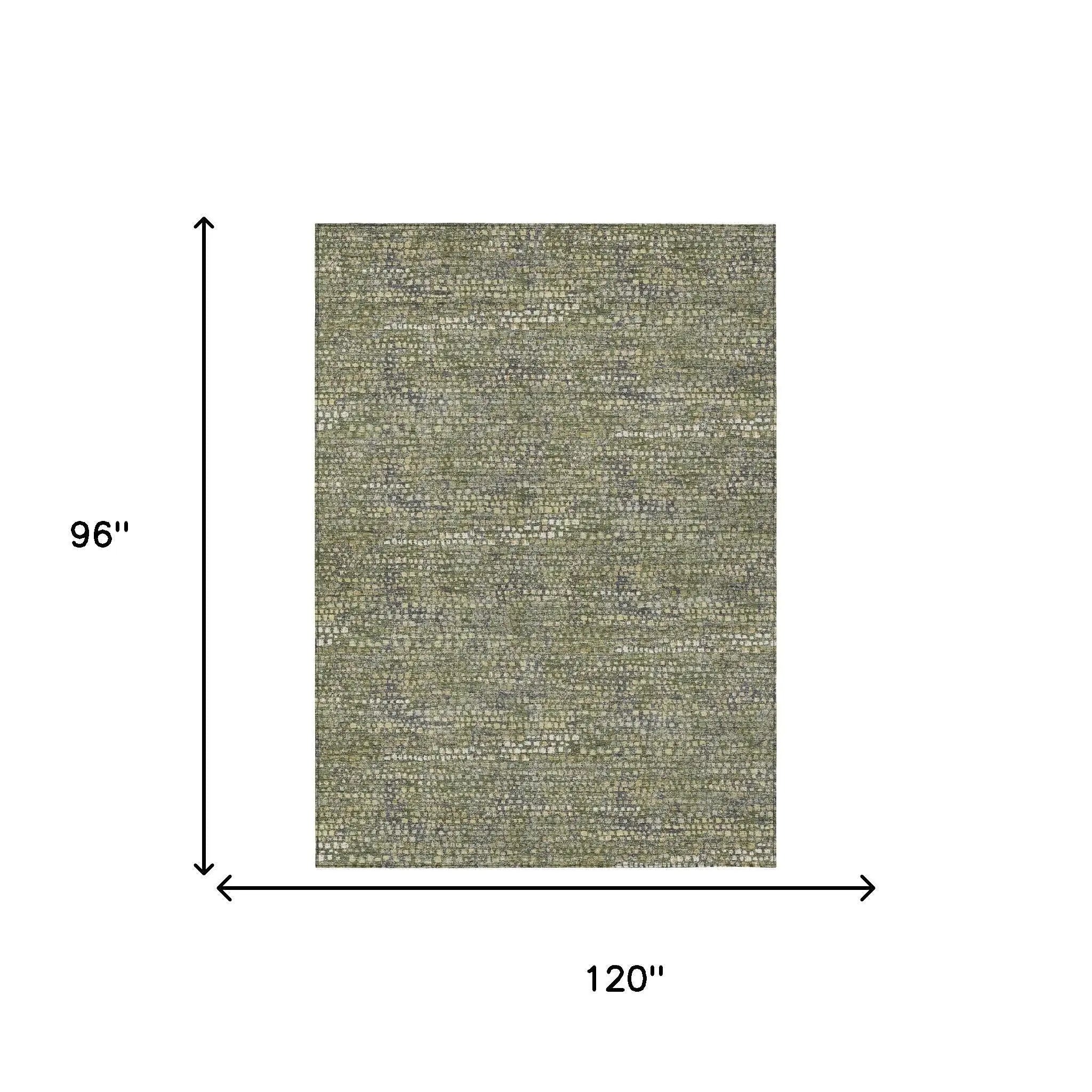8' X 10' Olive Green And Green Abstract Washable Indoor Outdoor Area Rug Homeroots Outdoor