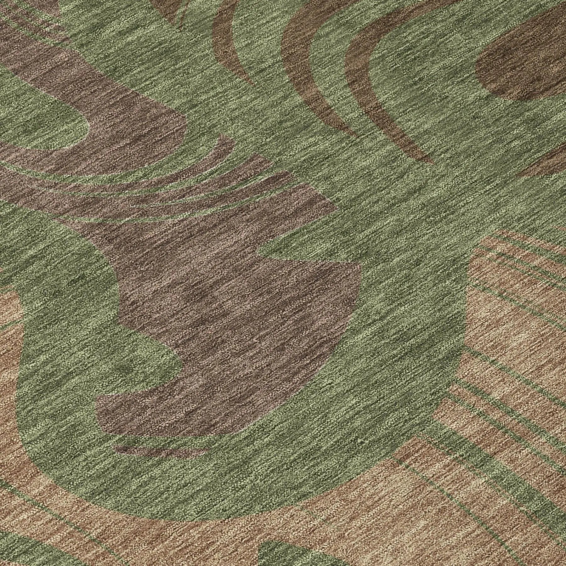 8' X 10' Olive Green And Green Abstract Washable Indoor Outdoor Area Rug Homeroots Outdoor