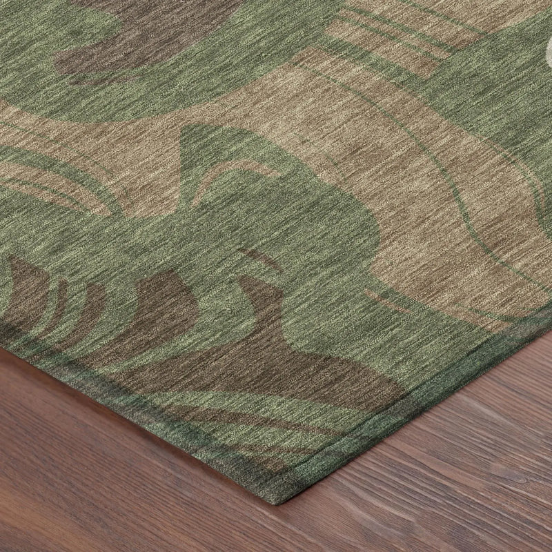 8' X 10' Olive Green And Green Abstract Washable Indoor Outdoor Area Rug Homeroots Outdoor
