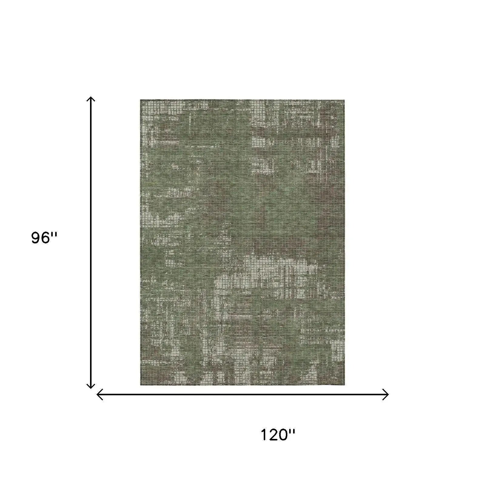 8' X 10' Olive Green And Green Abstract Washable Indoor Outdoor Area Rug Homeroots Outdoor