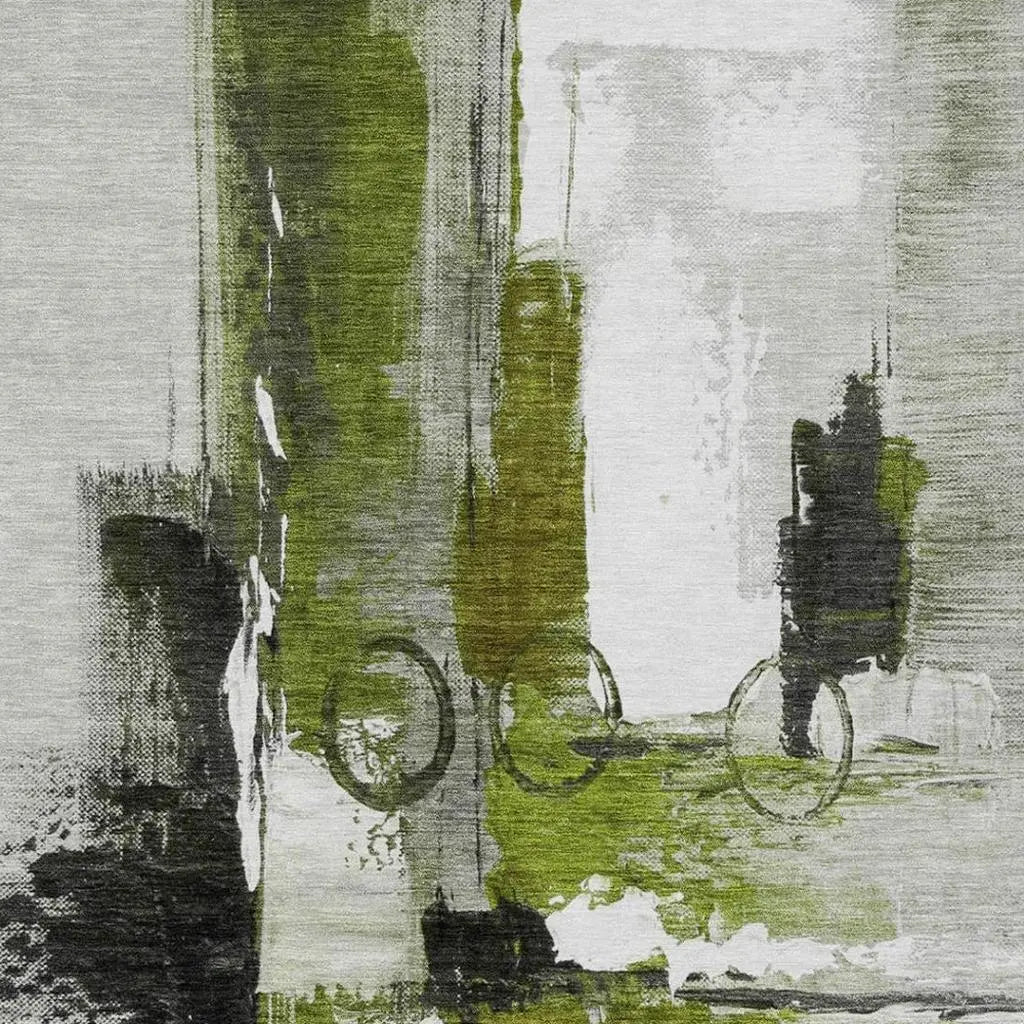 8' X 10' Olive Green And Green Abstract Washable Indoor Outdoor Area Rug Homeroots Outdoor
