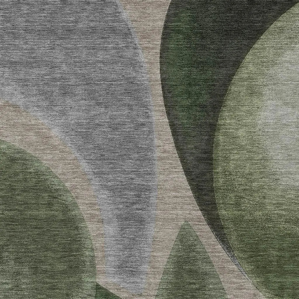 8' X 10' Olive Green And Green Abstract Washable Indoor Outdoor Area Rug Homeroots Outdoor