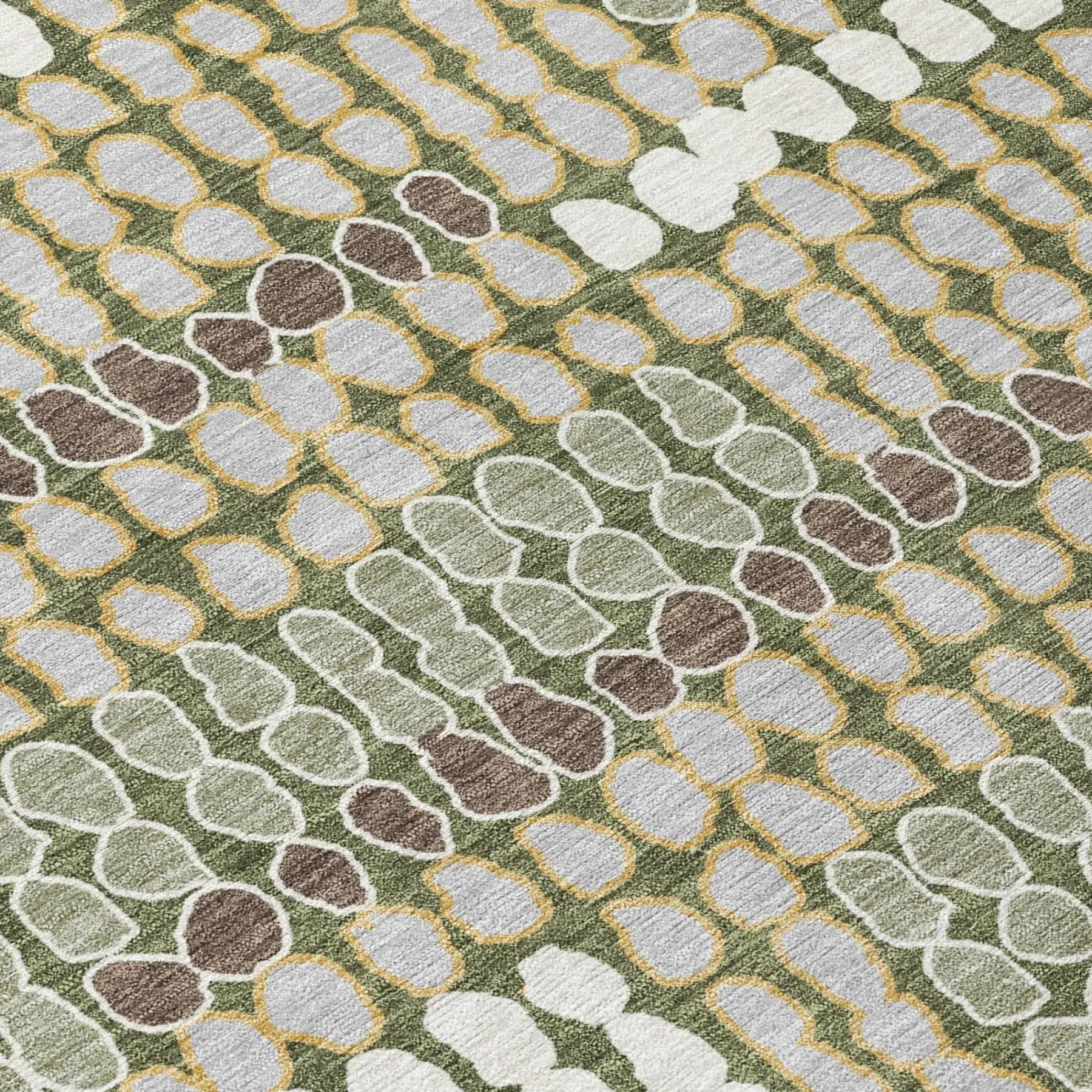 8' X 10' Olive Green And Green Geometric Washable Indoor Outdoor Area Rug Homeroots Outdoor