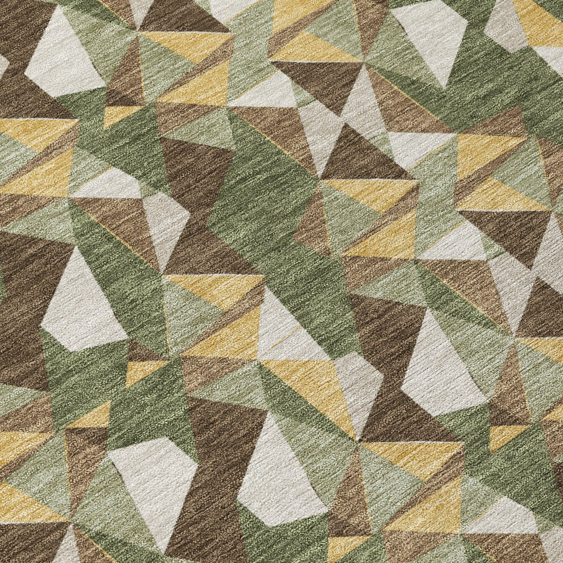 8' X 10' Olive Green And Green Geometric Washable Indoor Outdoor Area Rug Homeroots Outdoor