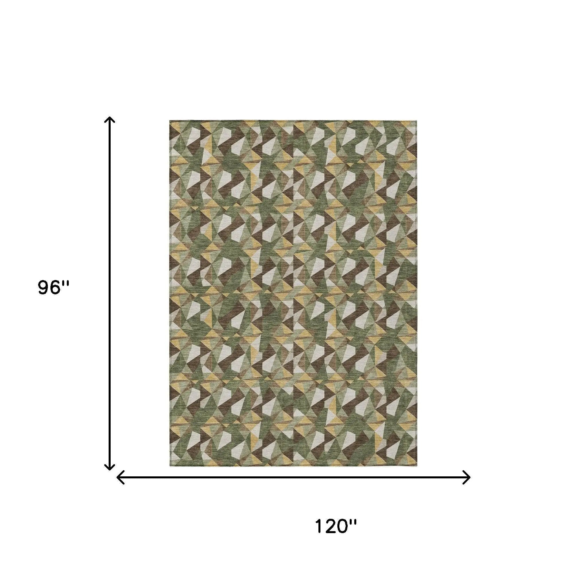 8' X 10' Olive Green And Green Geometric Washable Indoor Outdoor Area Rug Homeroots Outdoor