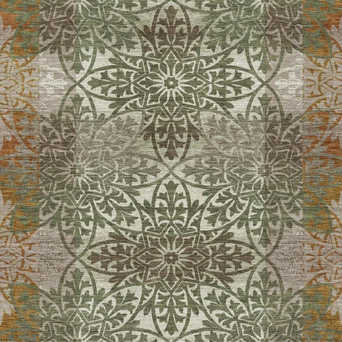 8' X 10' Olive Green And Green Oriental Washable Indoor Outdoor Area Rug Homeroots Outdoor