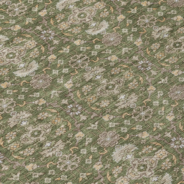 8' X 10' Olive Green And Green Oriental Washable Indoor Outdoor Area Rug Homeroots Outdoor