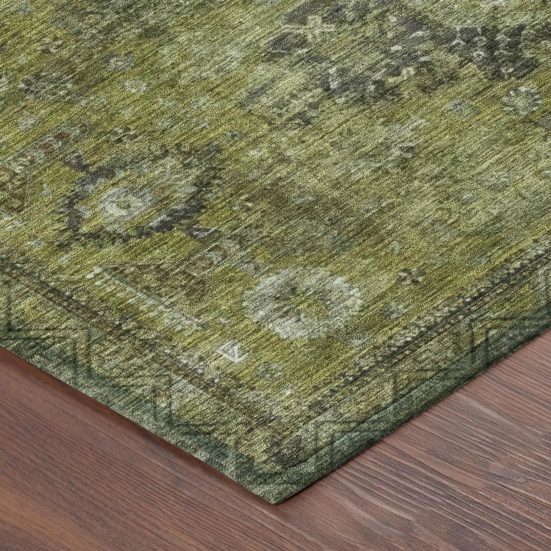 8' X 10' Olive Green And Green Oriental Washable Indoor Outdoor Area Rug Homeroots Outdoor