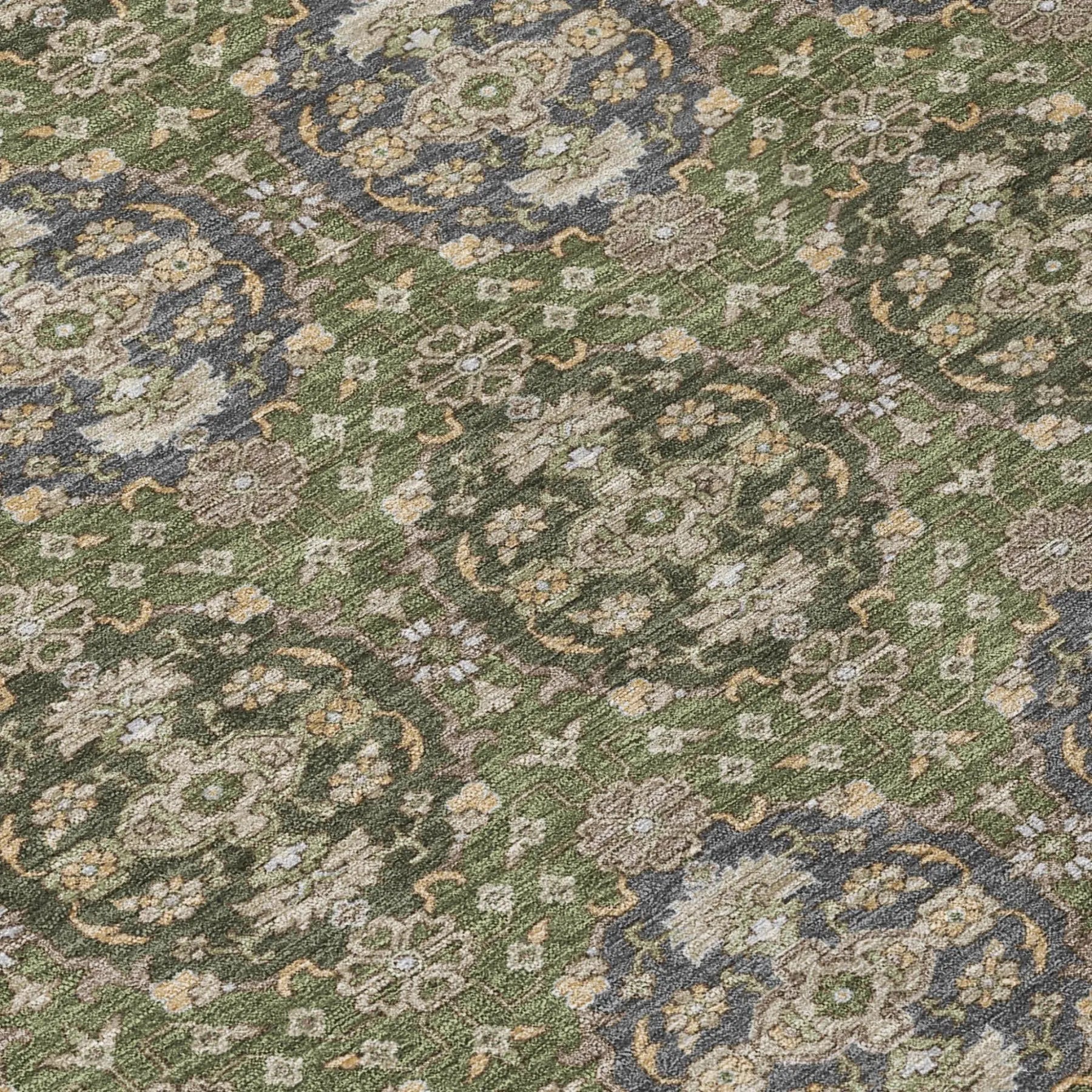 8' X 10' Olive Green And Green Striped Washable Indoor Outdoor Area Rug Homeroots Outdoor