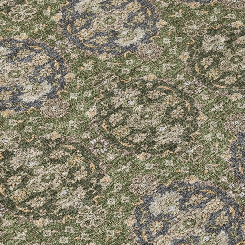 8' X 10' Olive Green And Green Striped Washable Indoor Outdoor Area Rug Homeroots Outdoor