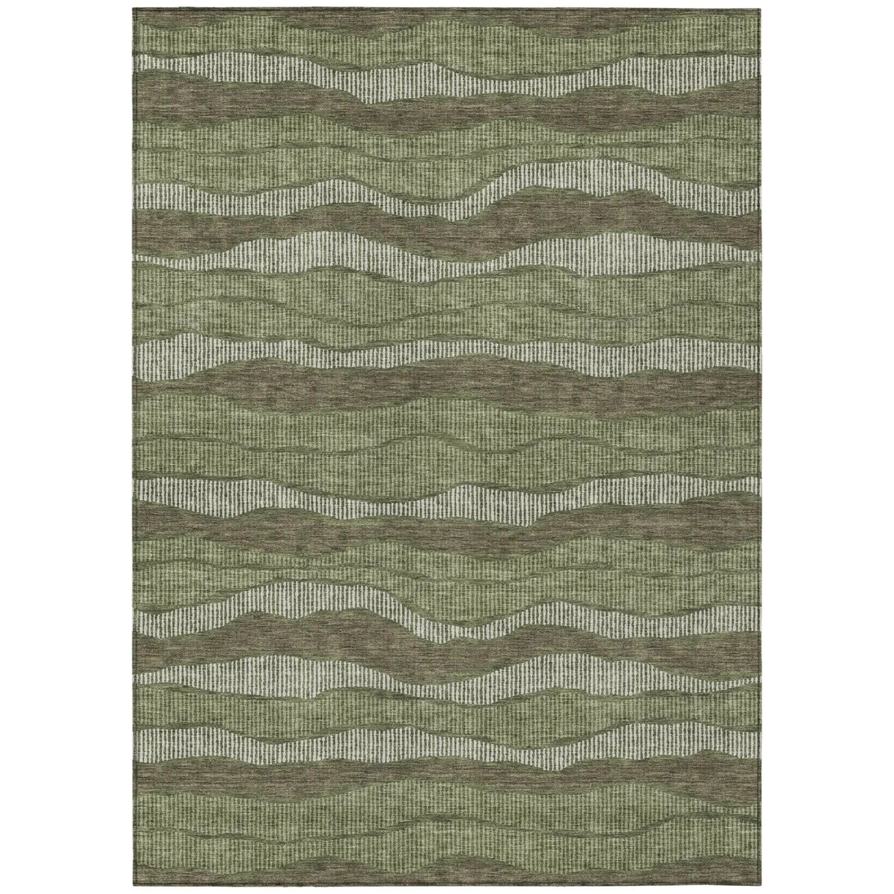 8' X 10' Olive Green And Green Striped Washable Indoor Outdoor Area Rug Homeroots Outdoor