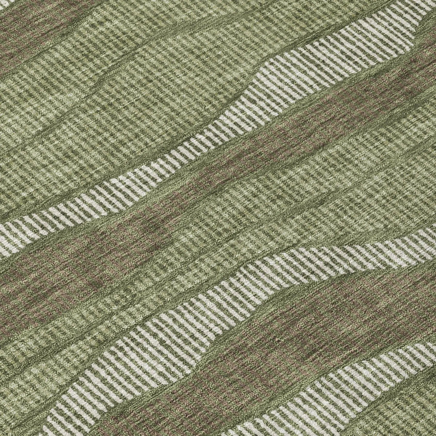 8' X 10' Olive Green And Green Striped Washable Indoor Outdoor Area Rug Homeroots Outdoor