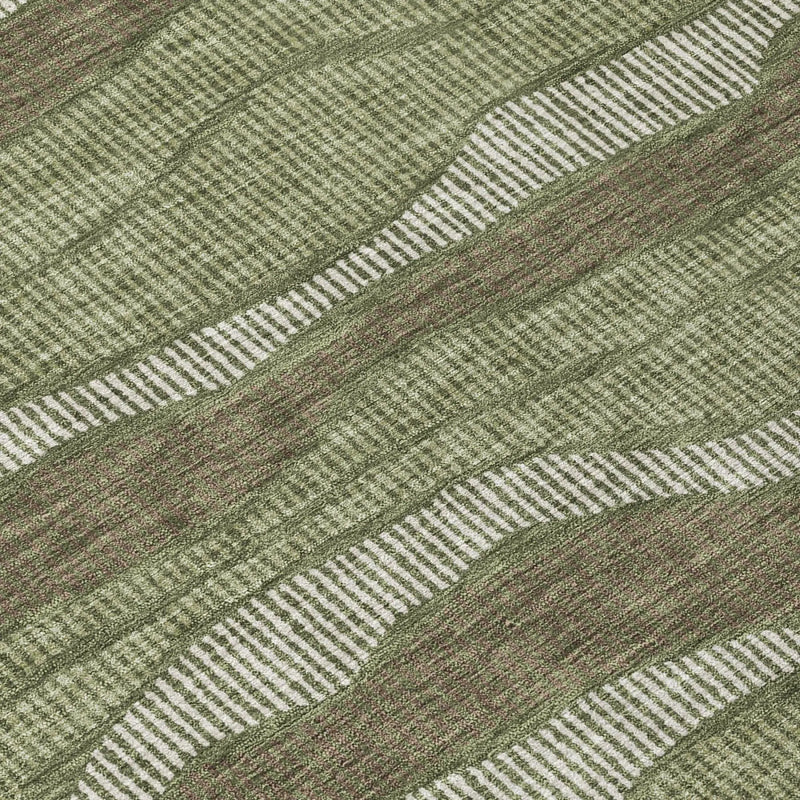 8' X 10' Olive Green And Green Striped Washable Indoor Outdoor Area Rug Homeroots Outdoor